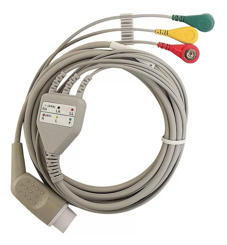 Cable Ecg De 3 Derivaciones Tipo Snap Compatible Philips/hp