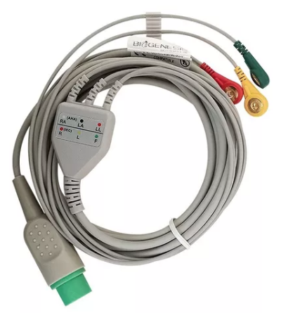 CABLE ECG DE 3 DERIVACIONES TIPO SNAP COMPATIBLE SPACELABS BIOECG.SP.S3F 